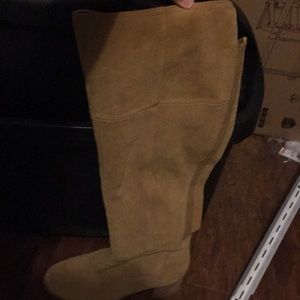 Suede tan tall boots size 8w